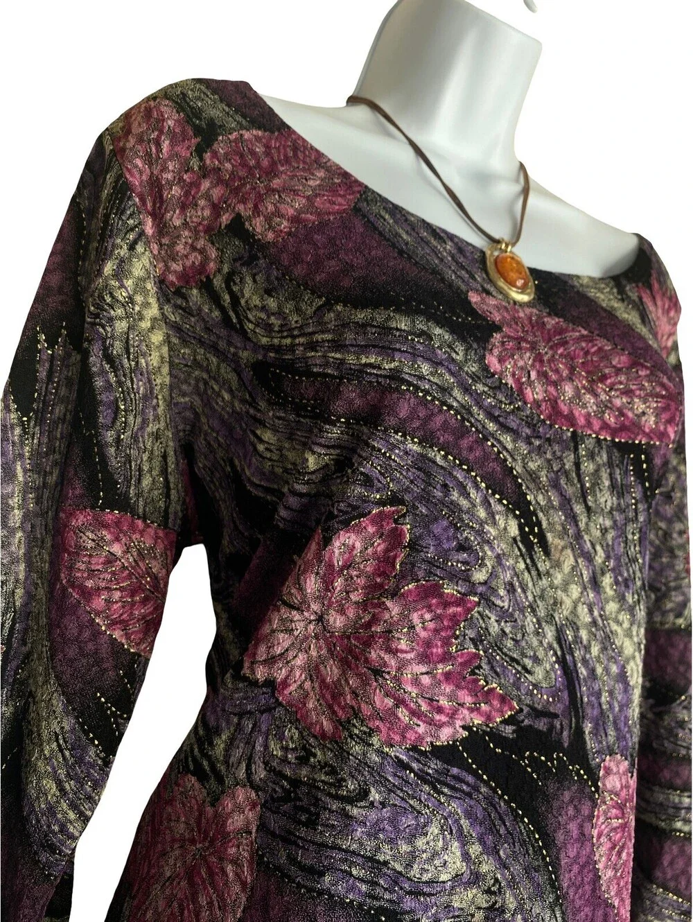 VTG Notations Plus 1X Boho Floral Tunic Blouse Whimsigoth Dark Romance Goth